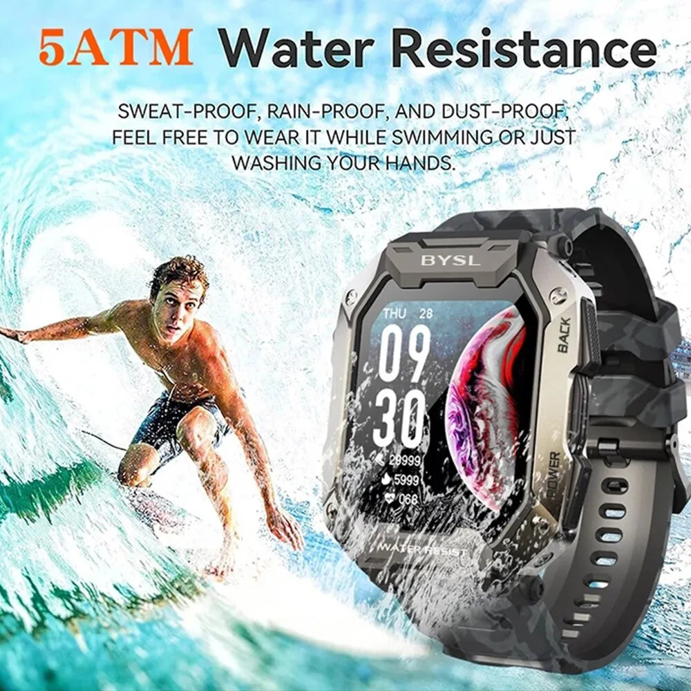 BYSL S20 Smartwatch Men 1.69 Inch HD Screen Bluetooth Call Sport Fitness 5ATM Waterproof Tracker Sleep Monitor Smart Watch