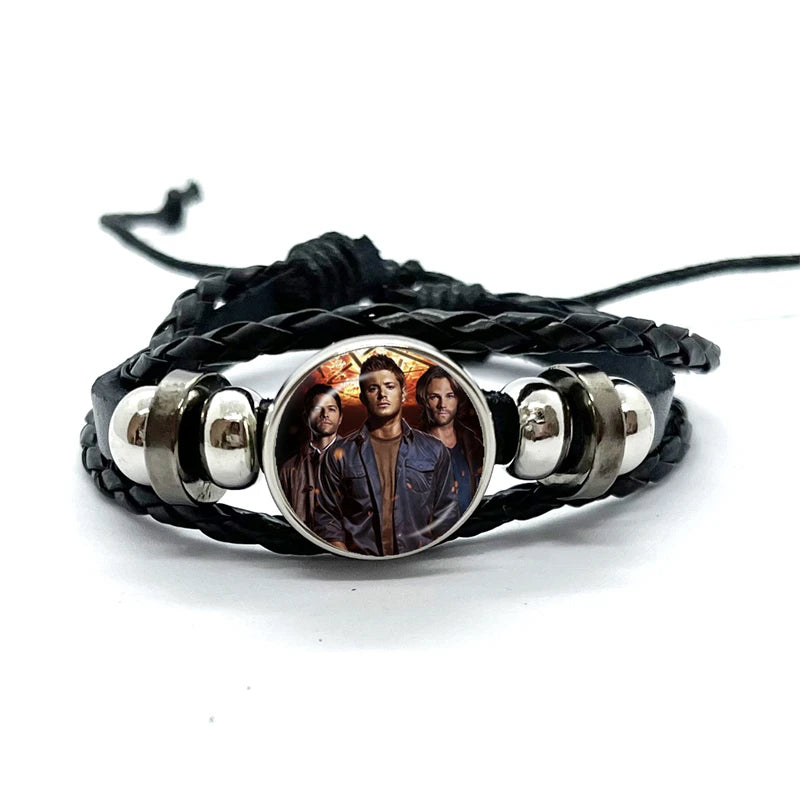 2023 New Supernatural Sign Leather Bracelets Sam Dean Multilayer Braided Bracelets Bangles Handmade Jewelry Gifts