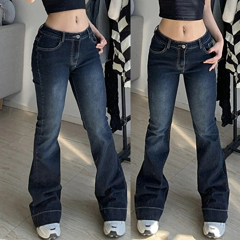 Women's Gradient Blue Flare Jeans